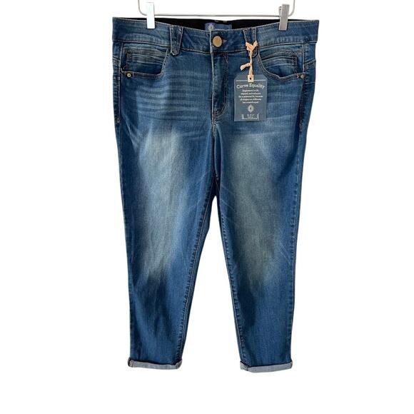 NEW! Democracy Women's Ab Solution Ankle Skimmer Jeans 16 Blue Elastic Waist - Picture 2 of 7